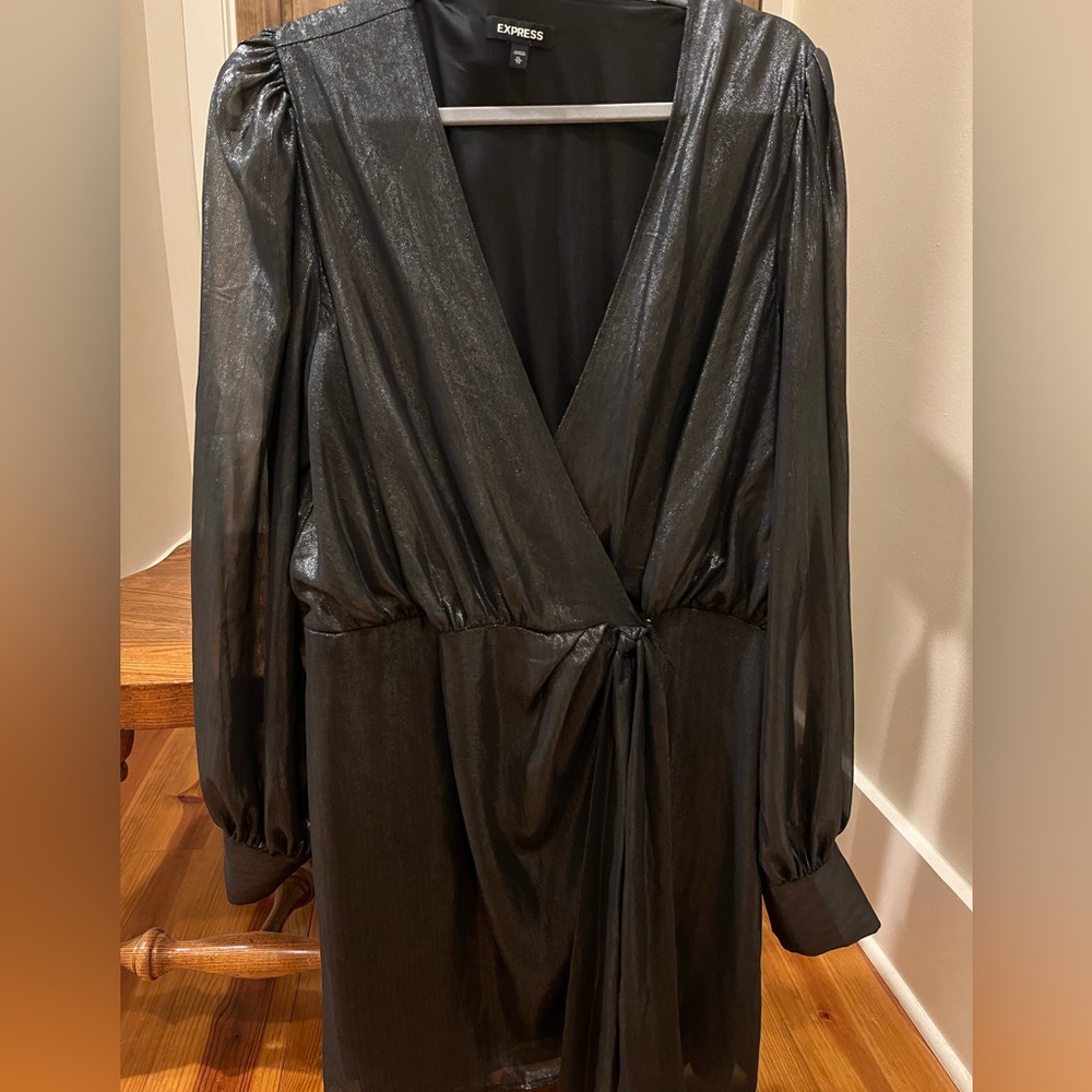 Express Black Faux Wrap Mini Dress XL EUC